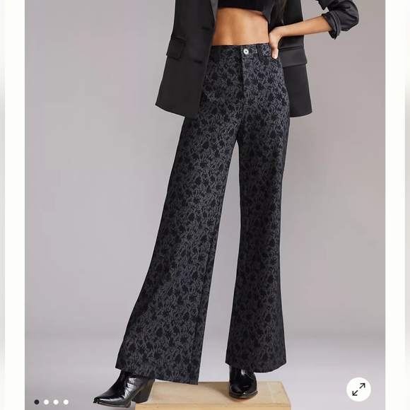 Maeve by Anthropologie Pants - Maeve by Anthropologie Jacquard Flare Trouser Pant, Black, Size 6, NWT